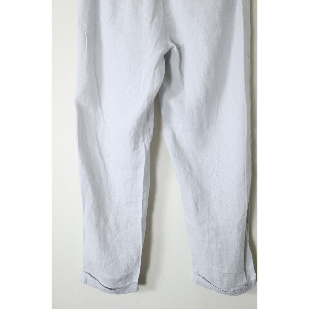 Pure Navy Brand Size M Woven Linen Pants Pull On Slim Leg Drawstring Light Gray - Picture 9 of 11